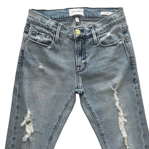 FRAME La Garçon Distressed Skinny Jeans Light Wash Size 24 - Picture 2 of 7